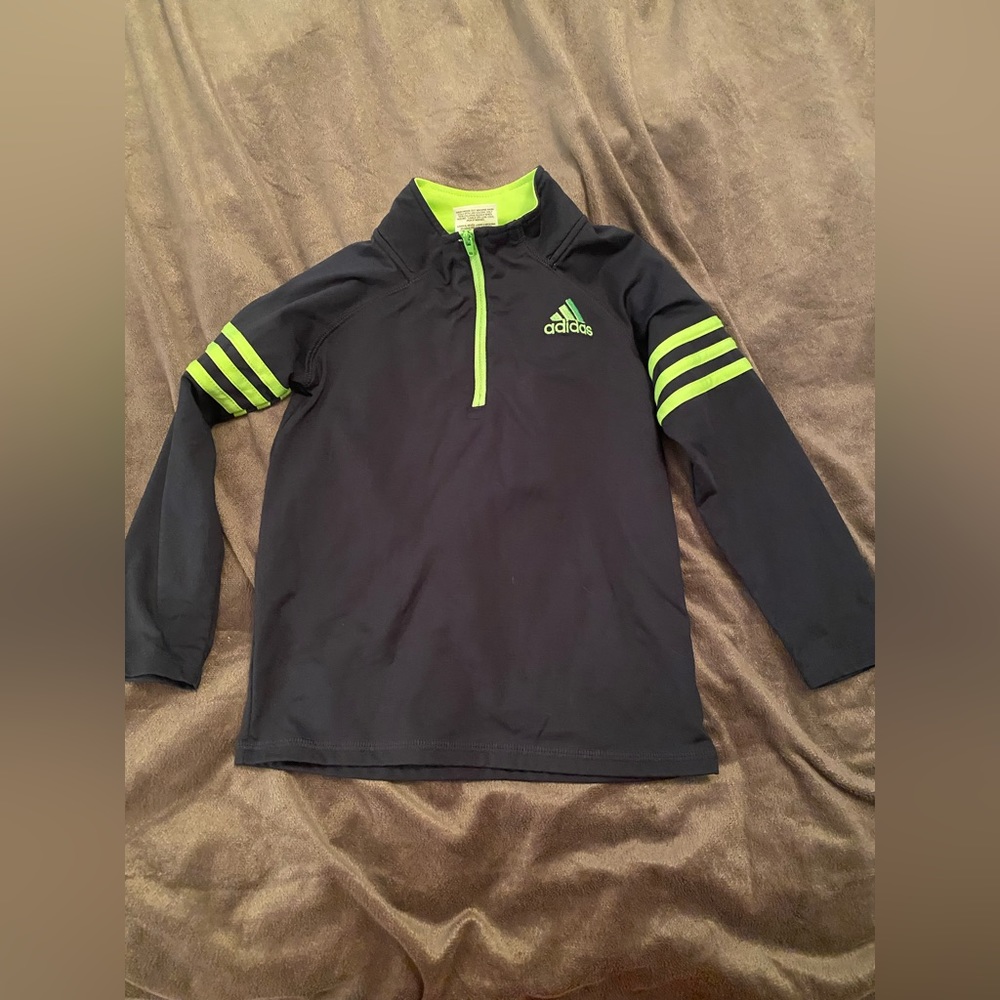 Adidas kids navy and lime pullover